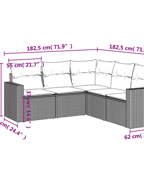 Încărcați imaginea în vizualizatorul Galerie, Set mobilier de grădină cu perne, 5 piese, negru, poliratan
