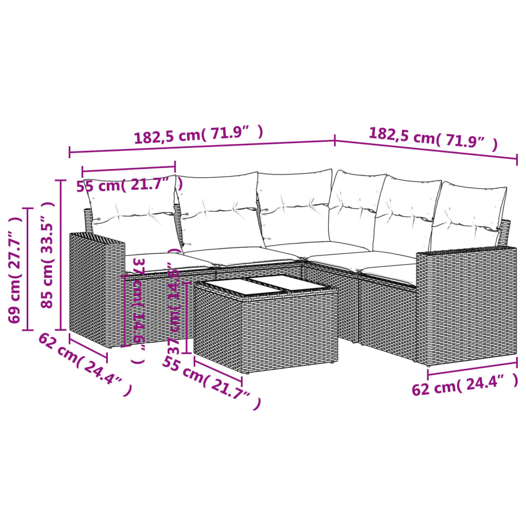 Set canapele de grădină cu perne, 6 piese, bej, poliratan