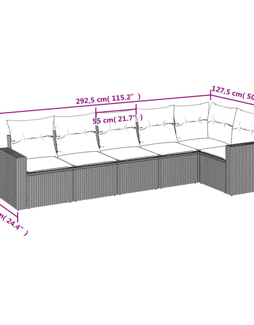 Încărcați imaginea în vizualizatorul Galerie, Set mobilier grădină cu perne, 6 piese, gri, poliratan
