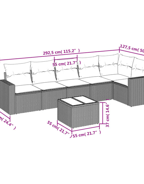 Загрузите изображение в средство просмотра галереи, Set canapele de grădină cu perne, 7 piese, maro, poliratan
