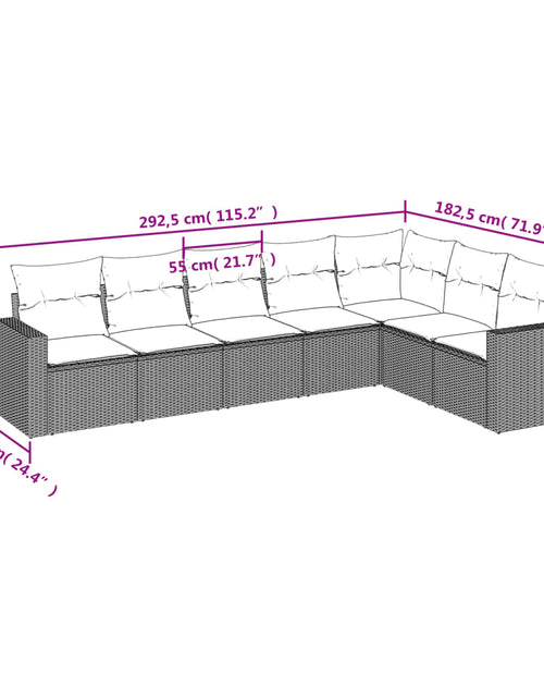 Загрузите изображение в средство просмотра галереи, Set canapele de grădină, 7 piese, cu perne, bej, poliratan
