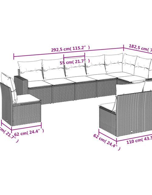 Încărcați imaginea în vizualizatorul Galerie, Set canapele de grădină cu perne, 10 piese, bej, poliratan
