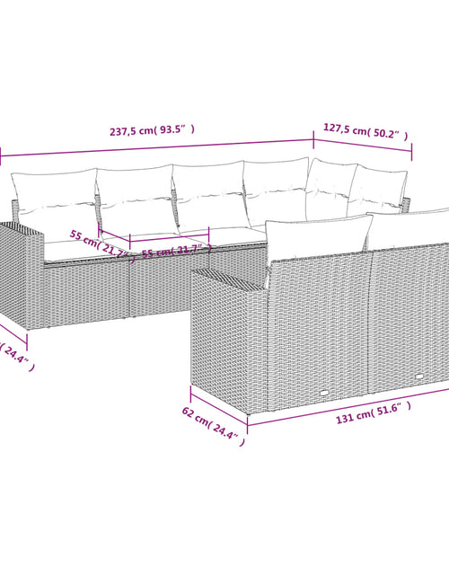 Încărcați imaginea în vizualizatorul Galerie, Set canapele de grădină, 7 piese, cu perne, bej, poliratan

