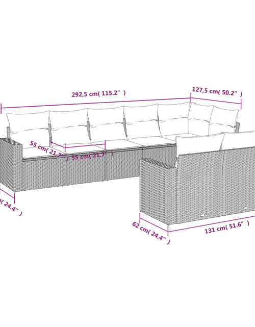Încărcați imaginea în vizualizatorul Galerie, Set canapele de grădină, 8 piese, cu perne, bej, poliratan
