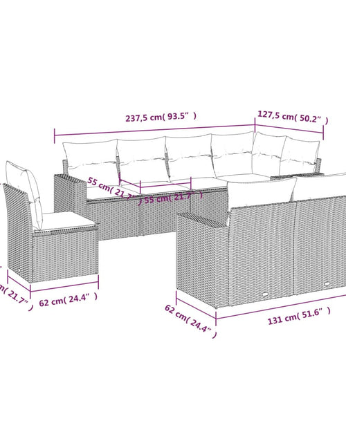 Încărcați imaginea în vizualizatorul Galerie, Set canapele de grădină, 8 piese, cu perne, bej, poliratan
