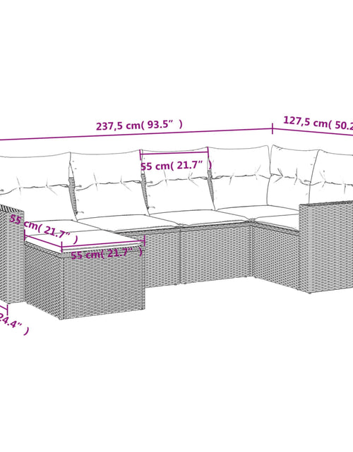 Загрузите изображение в средство просмотра галереи, Set mobilier de grădină cu perne, 6 piese, negru, poliratan
