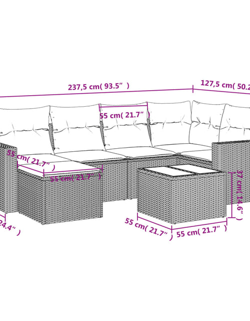 Încărcați imaginea în vizualizatorul Galerie, Set canapele de grădină, 7 piese, cu perne, bej, poliratan
