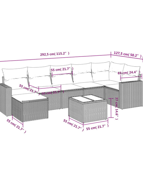 Încărcați imaginea în vizualizatorul Galerie, Set canapele de grădină, 8 piese, cu perne, bej, poliratan
