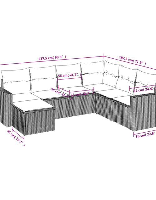 Încărcați imaginea în vizualizatorul Galerie, Set canapele de grădină, 7 piese, cu perne, bej, poliratan
