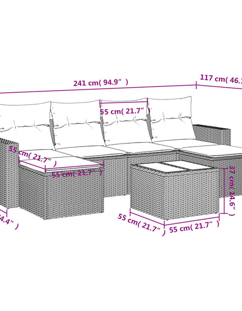 Încărcați imaginea în vizualizatorul Galerie, Set canapele de grădină, 7 piese, cu perne, bej, poliratan
