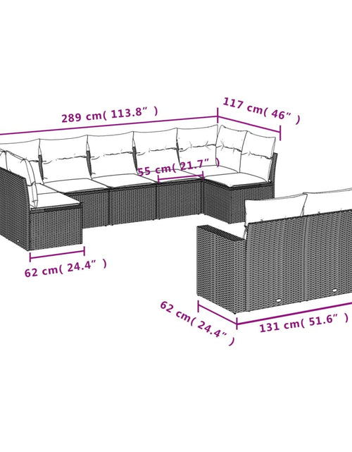 Загрузите изображение в средство просмотра галереи, Set canapele de grădină, 9 piese, cu perne, bej, poliratan
