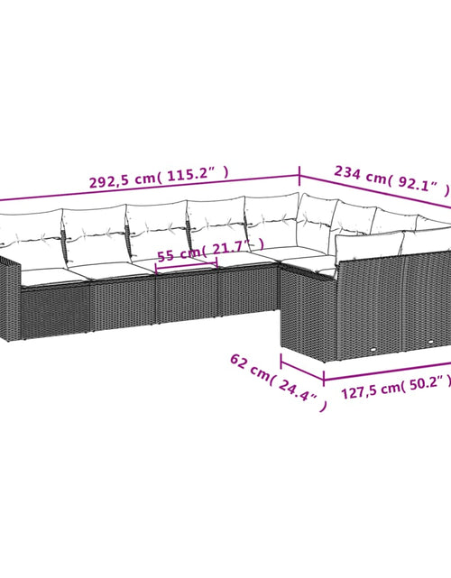 Загрузите изображение в средство просмотра галереи, Set canapele de grădină, 9 piese, cu perne, bej, poliratan
