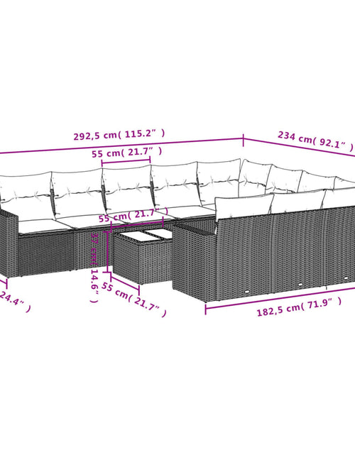 Загрузите изображение в средство просмотра галереи, Set canapele de grădină cu perne, 11 piese, maro, poliratan

