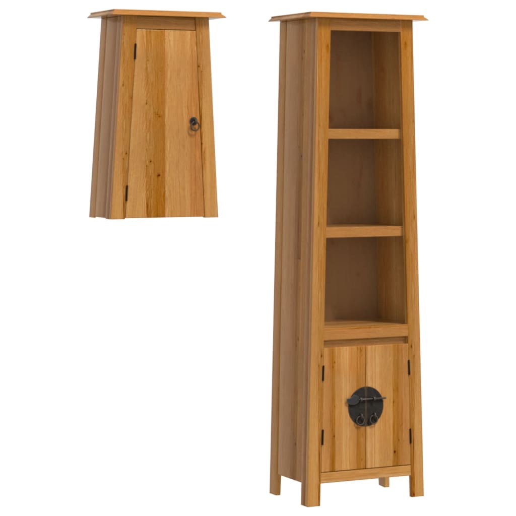 Set mobilier de baie, 2 piese, lemn masiv de pin