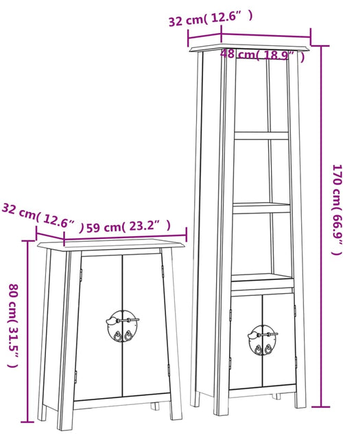 Încărcați imaginea în vizualizatorul Galerie, Set mobilier de baie, 2 piese, lemn masiv de pin
