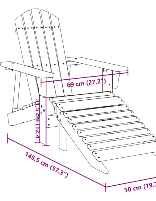 Încărcați imaginea în vizualizatorul Galerie, Scaun Adirondack cu taburet, lemn masiv de brad
