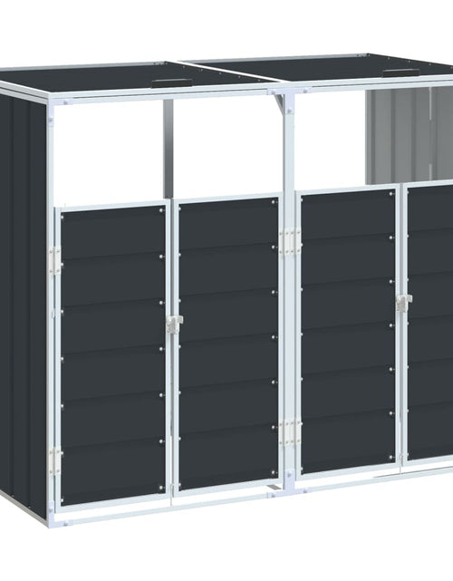 Загрузите изображение в средство просмотра галереи, Depozit pubele cu roți duble, antracit, 144x81x113 cm, oțel
