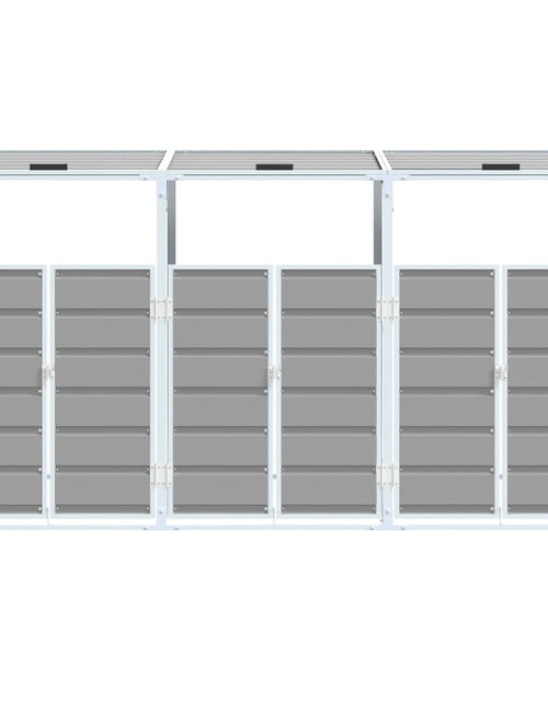 Încărcați imaginea în vizualizatorul Galerie, Depozit pubele cu roți triple, gri, 216x81x115 cm, oțel

