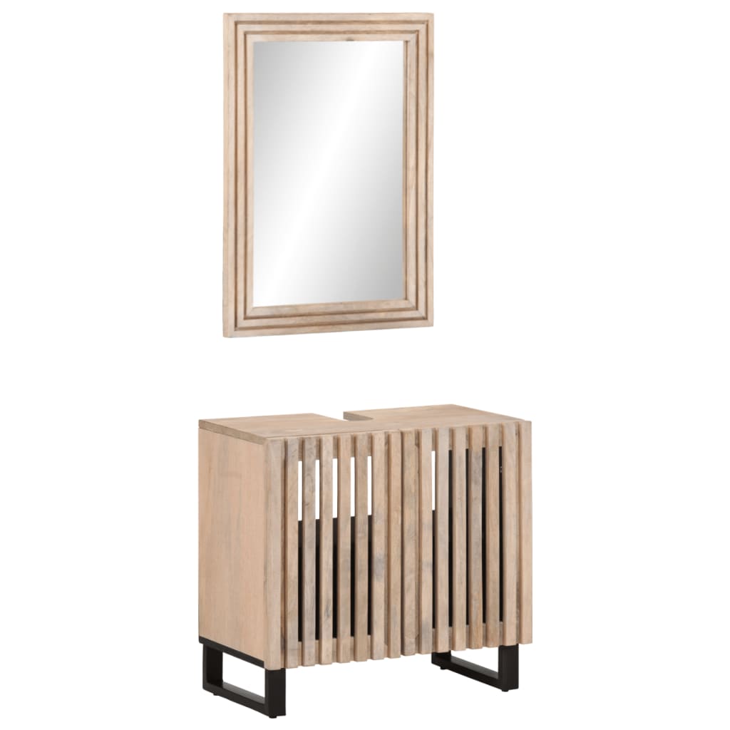 Set mobilier de baie, 2 piese, lemn masiv de mango