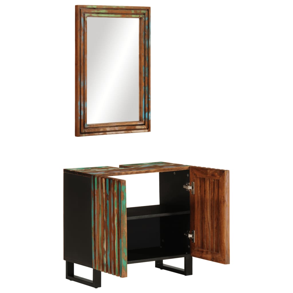 Set mobilier de baie, 2 piese, lemn masiv de acacia