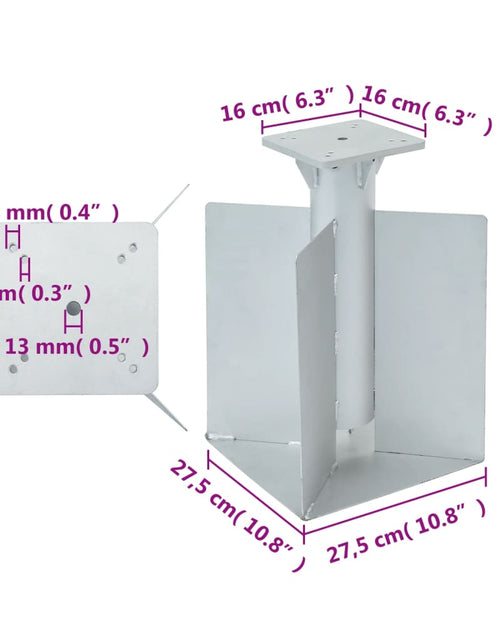 Загрузите изображение в средство просмотра галереи, Suport umbrelă în pământ, argintiu, 27,5x27,5x45 cm, oțel
