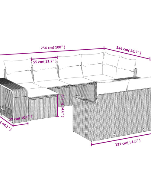 Încărcați imaginea în vizualizatorul Galerie, Set canapele de grădină cu perne, 10 piese, bej, poliratan

