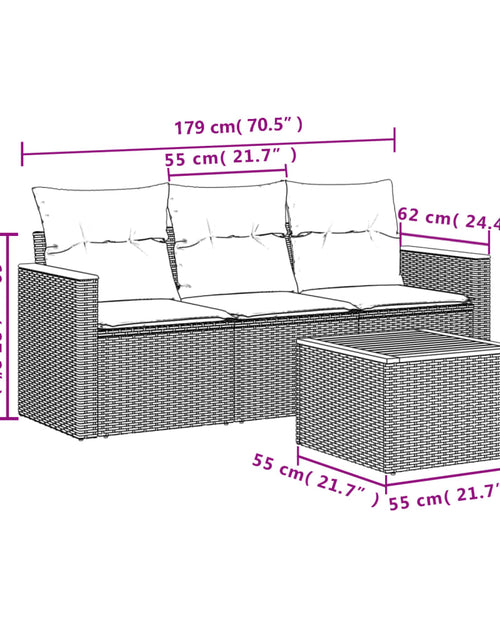 Încărcați imaginea în vizualizatorul Galerie, Set mobilier de grădină cu perne, 4 piese, negru, poliratan
