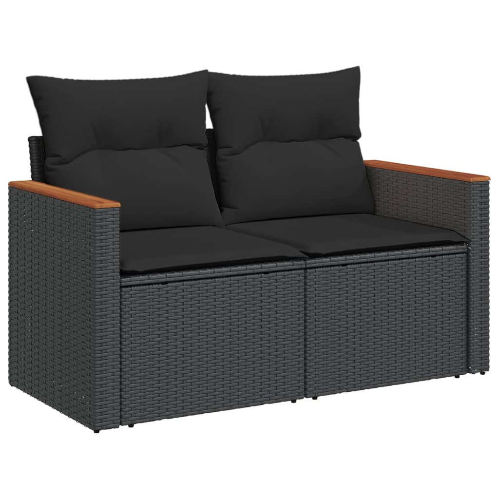 Set mobilier de grădină cu perne, 5 piese, negru, poliratan - Lando