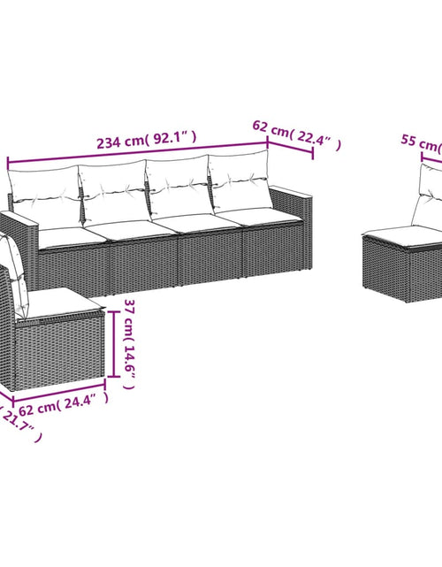 Загрузите изображение в средство просмотра галереи, Set canapele de grădină cu perne, 6 piese, bej, poliratan
