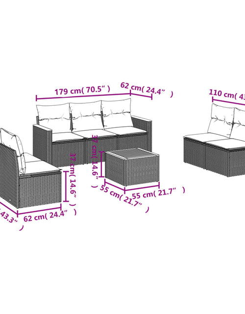 Încărcați imaginea în vizualizatorul Galerie, Set mobilier de grădină cu perne, 8 piese, negru, poliratan
