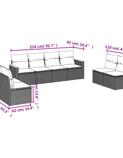 Încărcați imaginea în vizualizatorul Galerie, Set mobilier de grădină cu perne, 8 piese, negru, poliratan
