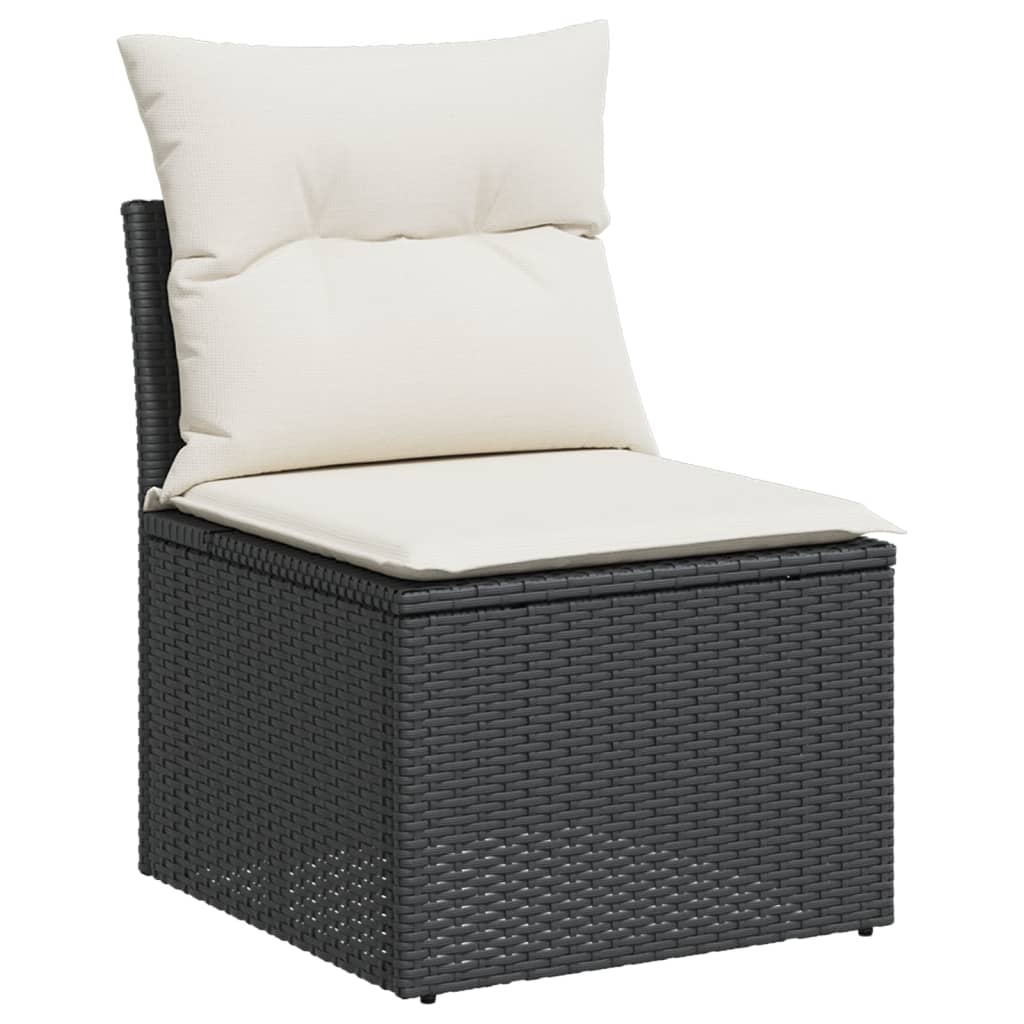 Set mobilier de grădină cu perne, 5 piese, negru, poliratan - Lando