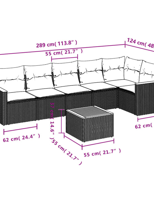Загрузите изображение в средство просмотра галереи, Set canapele de grădină, 7 piese, cu perne, bej, poliratan
