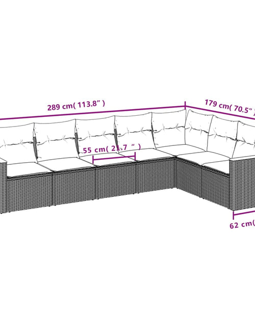 Încărcați imaginea în vizualizatorul Galerie, Set canapele de grădină cu perne, 7 piese, negru, poliratan - Lando
