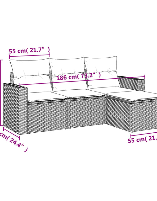 Încărcați imaginea în vizualizatorul Galerie, Set canapele de grădină, 4 piese, cu perne, maro poliratan maro
