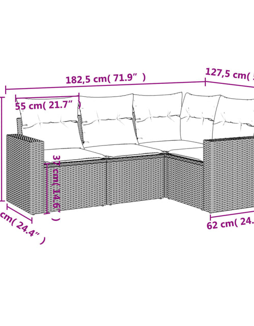 Загрузите изображение в средство просмотра галереи, Set canapele de grădină, 4 piese, cu perne, bej, poliratan
