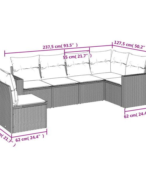 Încărcați imaginea în vizualizatorul Galerie, Set mobilier de grădină cu perne, 6 piese, negru, poliratan
