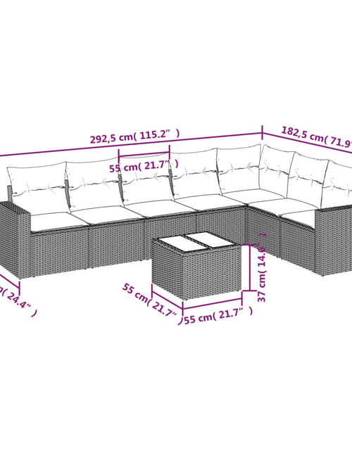 Загрузите изображение в средство просмотра галереи, Set canapele de grădină, 8 piese, cu perne, bej, poliratan
