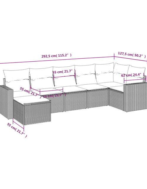 Încărcați imaginea în vizualizatorul Galerie, Set canapele de grădină cu perne, 7 piese, maro, poliratan
