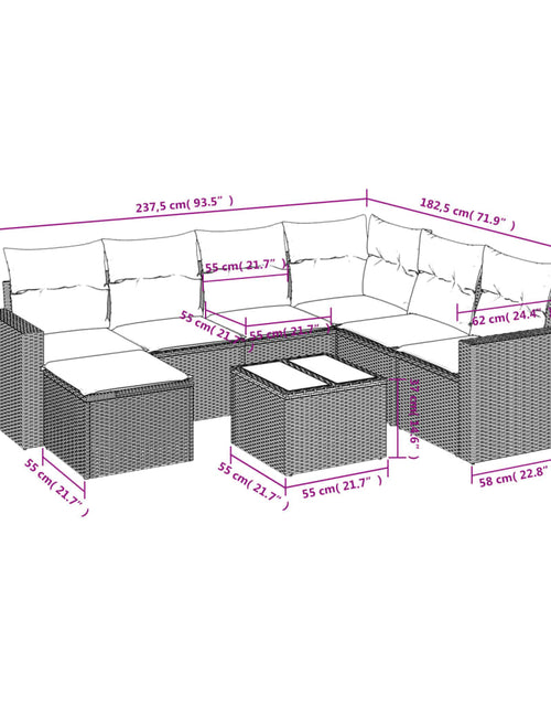 Încărcați imaginea în vizualizatorul Galerie, Set canapele de grădină, 8 piese, cu perne, bej, poliratan
