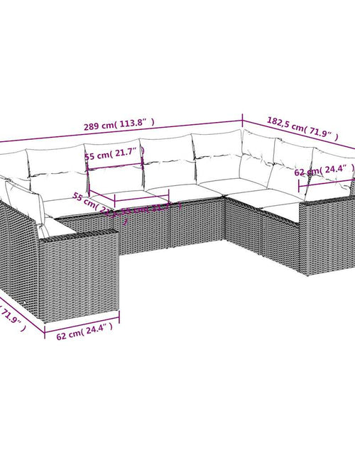 Загрузите изображение в средство просмотра галереи, Set canapele de grădină, 9 piese, cu perne, bej, poliratan
