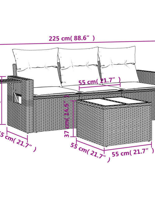 Încărcați imaginea în vizualizatorul Galerie, Set canapele de grădină, 4 piese, cu perne, bej, poliratan
