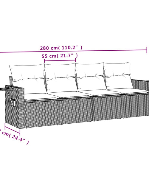 Încărcați imaginea în vizualizatorul Galerie, Set canapele de grădină, 4 piese, cu perne, bej, poliratan
