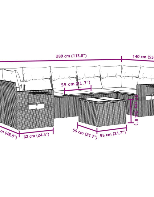 Încărcați imaginea în vizualizatorul Galerie, Set mobilier de grădină cu perne, 8 piese, negru, poliratan
