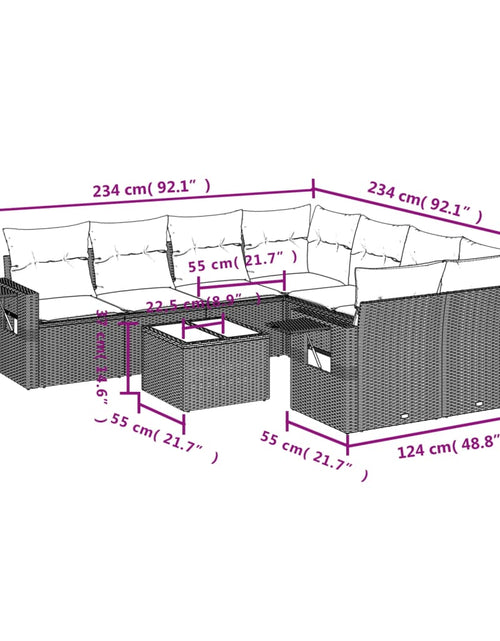 Încărcați imaginea în vizualizatorul Galerie, Set mobilier de grădină cu perne, 9 piese, negru, poliratan
