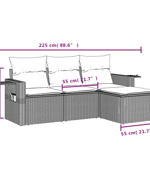 Încărcați imaginea în vizualizatorul Galerie, Set canapele de grădină, 4 piese, cu perne, bej, poliratan
