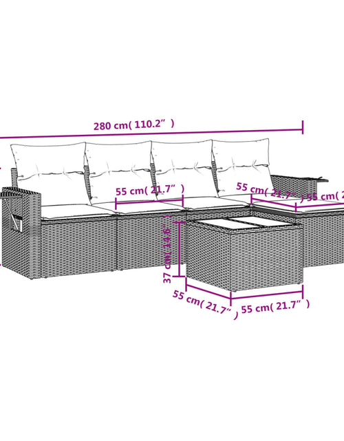 Загрузите изображение в средство просмотра галереи, Set canapele de grădină cu perne, 6 piese, maro, poliratan
