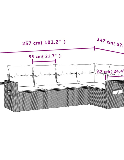 Încărcați imaginea în vizualizatorul Galerie, Set mobilier de grădină cu perne, 5 piese, negru, poliratan
