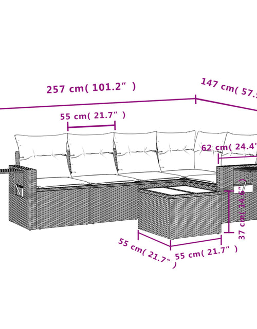 Încărcați imaginea în vizualizatorul Galerie, Set mobilier de grădină cu perne, 6 piese, negru, poliratan
