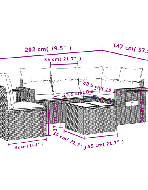 Загрузите изображение в средство просмотра галереи, Set mobilier grădină cu perne, 6 piese, gri, poliratan
